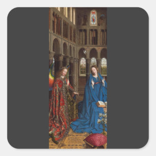 Van Eyck’s Annunciation Premium Cathedral Light Square Sticker