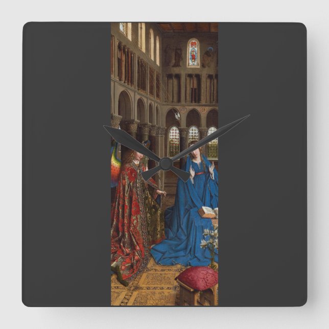 Van Eyck’s Annunciation Premium Cathedral Light Square Wall Clock (Front)