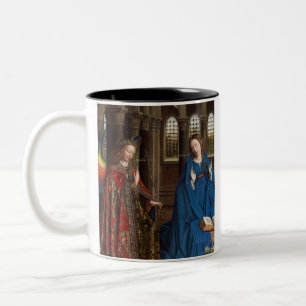 Van Eyck’s Annunciation Premium Cathedral Light Two-Tone Coffee Mug