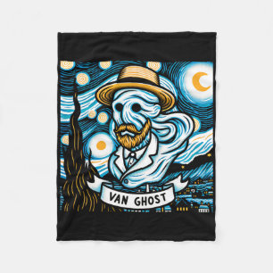 Van Ghost Art Teacher Halloween Fleece Blanket