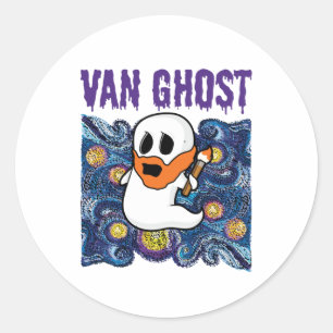 Van Ghost Funny Art Halloween Van Gogh Classic Round Sticker
