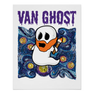 Van Ghost Funny Art Halloween Van Gogh Poster
