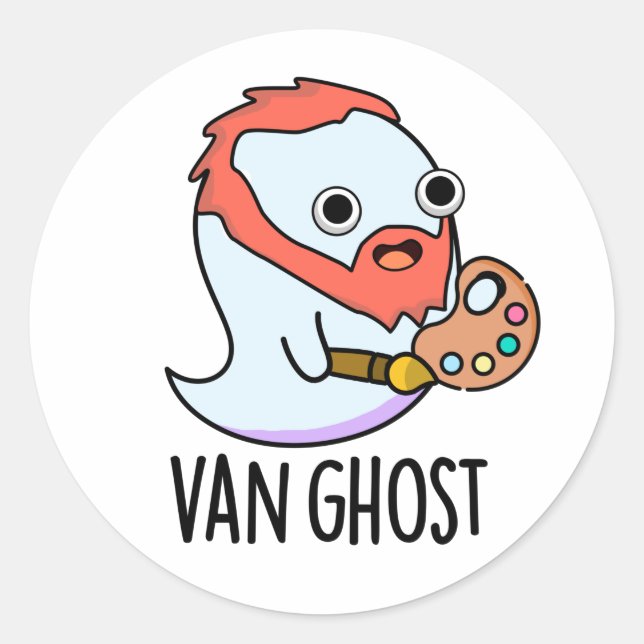Van Ghost Funny Artist Ghost Pun  Classic Round Sticker (Front)