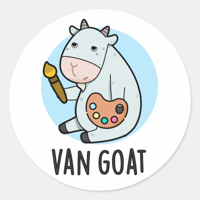 Van Goat Funny Artist Pun  Classic Round Sticker (Front)