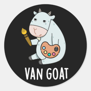 Van Goat Funny Artist Pun Dark BG Classic Round Sticker
