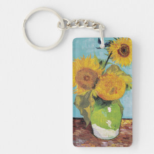 Van Gogh - 3 Sunflowers in a Vase Key Ring