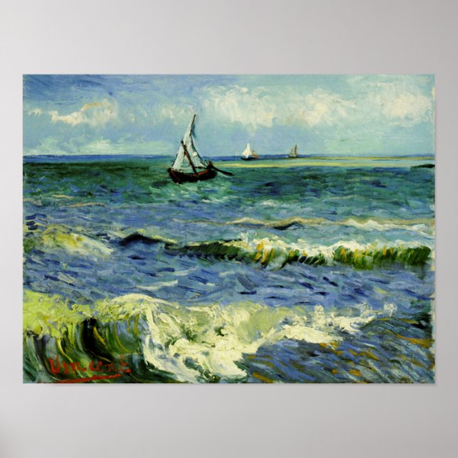 Van Gogh - A Fishing Boat at Sea Poster (Front)