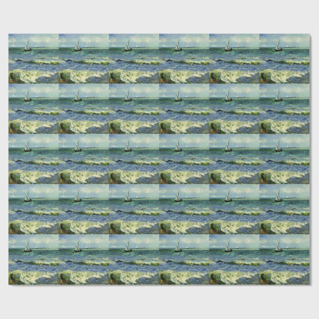 Van Gogh - A Fishing Boat at Sea, Wrapping Paper (Flat)