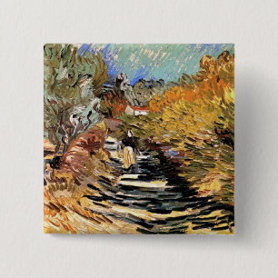 Van Gogh - A Road In Saint-Remy With Female Figure 15 Cm Square Badge