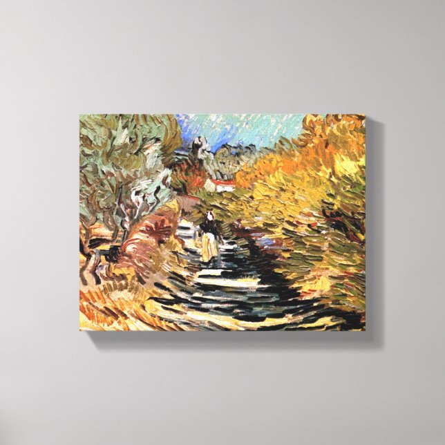 Van Gogh - A Road In Saint-Remy With Female Figure Canvas Print (Front)