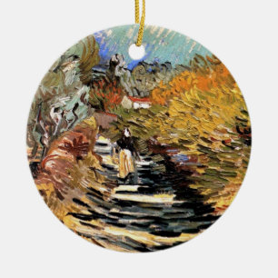 Van Gogh - A Road In Saint-Remy With Female Figure Ceramic Tree Decoration
