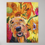 Van Gogh Airedale Poster<br><div class="desc">I love the impressionists and especially Van Goghs colorful sunflowers. Just as sunflowers are glorious,  so to are these great Terriers.</div>