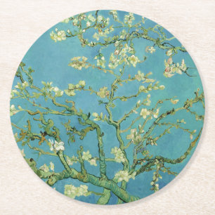 Van Gogh Almond Blossom 1890 Round Paper Coaster