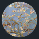 Van Gogh Almond Blossom Classic Round Sticker<br><div class="desc">Vincent Van Gogh Nature Painting Series - Almond Blossom in Blue Tones</div>