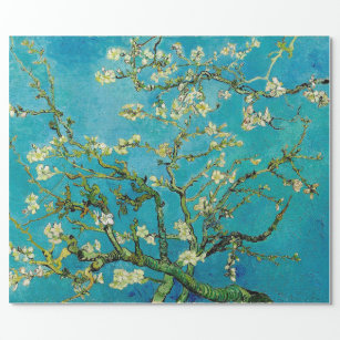 VAN GOGH ALMOND BLOSSOM IN CERULEAN DECOUPAGE WRAPPING PAPER