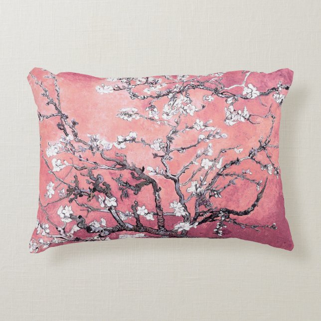 Van Gogh Almond Blossom peach pink Decorative Cushion (Front)