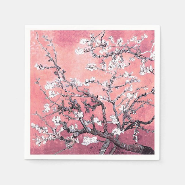 Van Gogh Almond Blossom peach pink Napkin (Front)