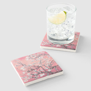 Van Gogh Almond Blossom peach pink Stone Coaster