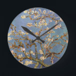 Van Gogh Almond Blossom Round Clock<br><div class="desc">Vincent Van Gogh Nature Painting Series - Almond Blossom in Blue Tones</div>