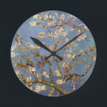 Van Gogh Almond Blossom Round Clock<br><div class="desc">Vincent Van Gogh Nature Painting Series - Almond Blossom in Blue Tones</div>