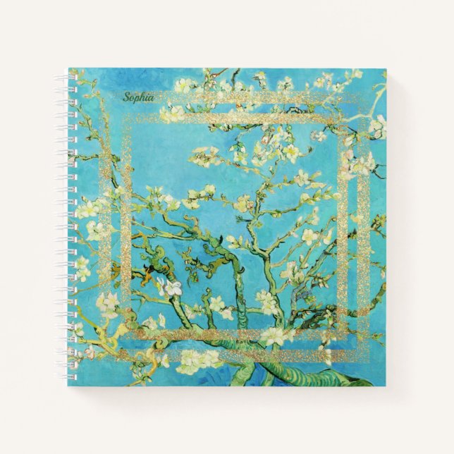 Van Gogh Almond Blossom with Gold Dust Notebook (Front)