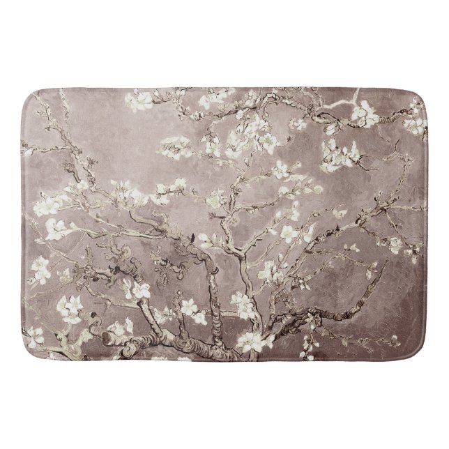 Van Gogh Almond Blossoms Beige Bath Mat (Front)