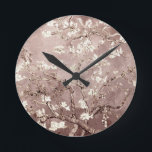 Van Gogh Almond Blossoms Beige Round Clock<br><div class="desc">Artist: Vincent Van Gogh
 Title: Almond Blossoms
 altered colour by 2sweet4wordsDesigns</div>