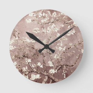 Van Gogh Almond Blossoms Beige Round Clock
