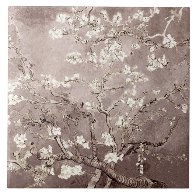 Van Gogh Almond Blossoms Beige Tile (Front)