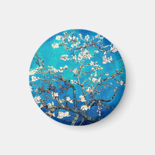 Van Gogh Almond Blossoms bright turquoise Magnet