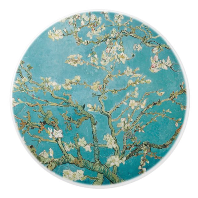 Van Gogh Almond Blossoms Ceramic Knob (Front)