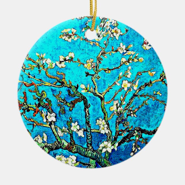 Van Gogh - Almond Blossoms Ceramic Tree Decoration (Front)