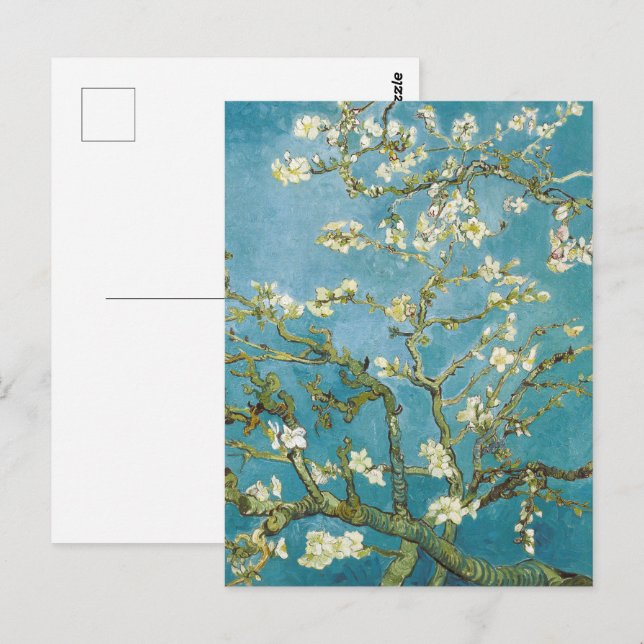 Van Gogh Almond Blossoms - Classic Blue Art Postcard (Front/Back)