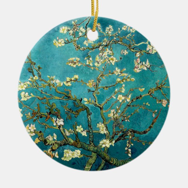 Van Gogh Almond Blossoms Classic Impressionism Ceramic Tree Decoration (Front)
