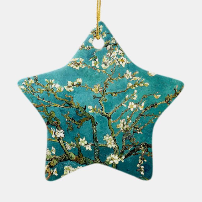 Van Gogh Almond Blossoms Classic Impressionism Ceramic Tree Decoration (Front)