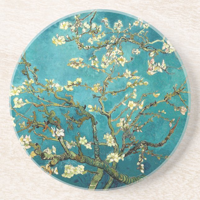 Van Gogh Almond Blossoms Classic Impressionism Coaster (Front)