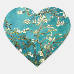 Van Gogh Almond Blossoms Classic Impressionism Heart Sticker