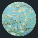 Van Gogh Almond Blossoms Classic Round Sticker<br><div class="desc">Artist: Vincent Van Gogh
 Title: Almond Blossoms
 altered colour by 2sweet4wordsDesigns
 
 vincent van gogh,  van gogh,  almond blossoms,  teal,  flowers ,  floral,  spring,  sophisticated,  decor</div>