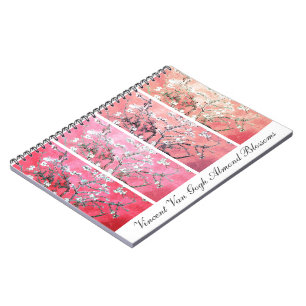 Van Gogh Almond Blossoms Dark Pink Peach Gradient Notebook