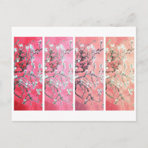 Van Gogh Almond Blossoms Dark Pink Peach Gradient Postcard