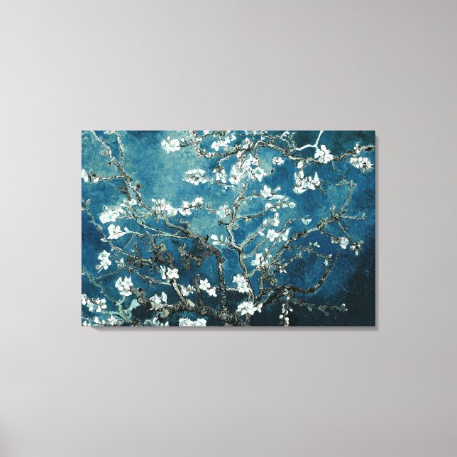Van Gogh Almond Blossoms Dark Teal Canvas Print (Front)