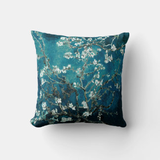 Van Gogh Almond Blossoms Dark Teal Cushion