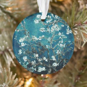 Van Gogh Almond Blossoms Dark Teal Ornament