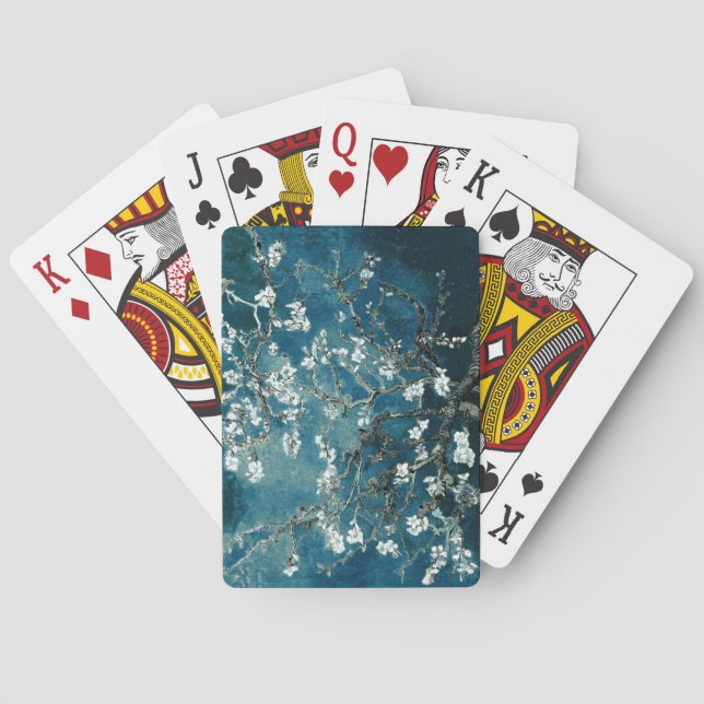 Van Gogh Almond Blossoms : Dark Teal Playing Cards (Back)