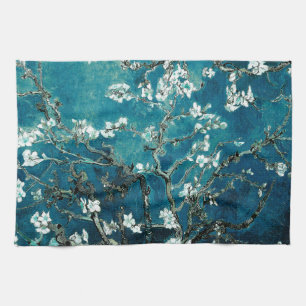 Van Gogh Almond Blossoms : Dark Teal Tea Towel