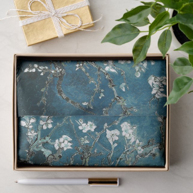 Van Gogh Almond Blossoms Dark Teal Tissue Paper (Gift)