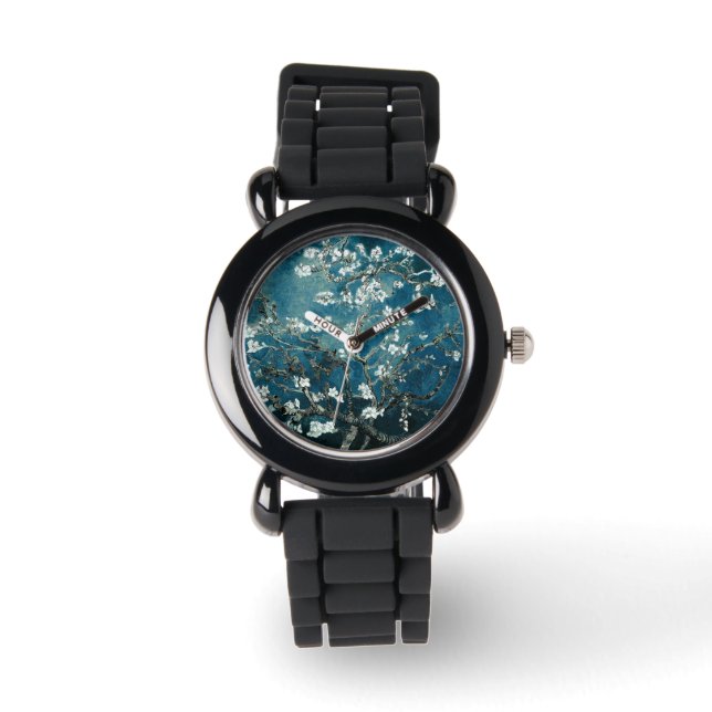 Van Gogh Almond Blossoms : Dark Teal Watch (Front)