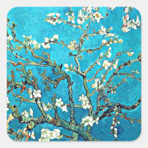 Van Gogh - Almond Blossoms, famous painting Square Sticker