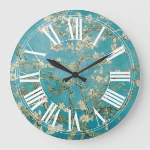 Van Gogh almond blossoms Large Clock