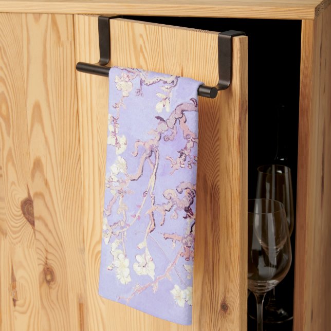 Van Gogh Almond Blossoms Lavender Tea Towel (Thirds Fold)